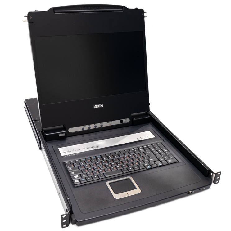 KVM консоль с переключателем ATEN CL6708MW (8-портовый, с 17.3" ЖК-дисплеем и интерфейсом USB, DVI, 1920 x 1080) (уценка)